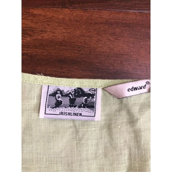 Edward Woman Irish linen lime green TOP Tunic Blouse  size L - Picture 7 of 15
